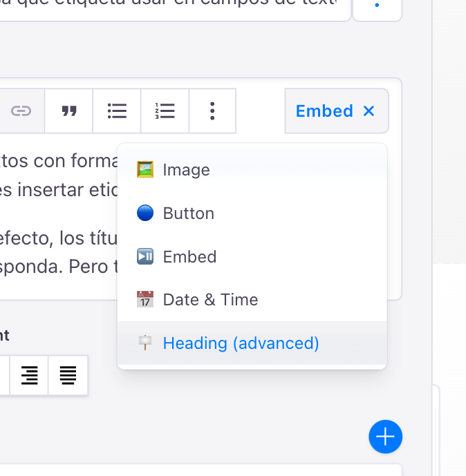Screenshot of adding Heading (advanced) element